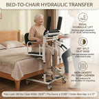 Hydraulic Patient Lift Chair for Elderly, 180° Split Seat Home Care Transfer Wheelchair with Commode, 280 lbs