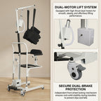 Dual-Motor Electric Lift Transfer Chair for Semi-Paralyzed & Non-Ambulatory Seniors, Bed & Toilet Mobility Aid
