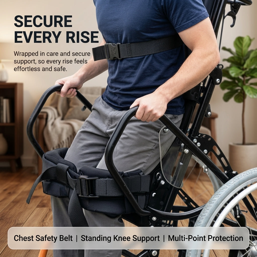 Manual Standing Wheelchair for Paraplegia | Upper-Body Operated Stand-Up Mobility Aid, 280lbs Capacity, Custom Fit