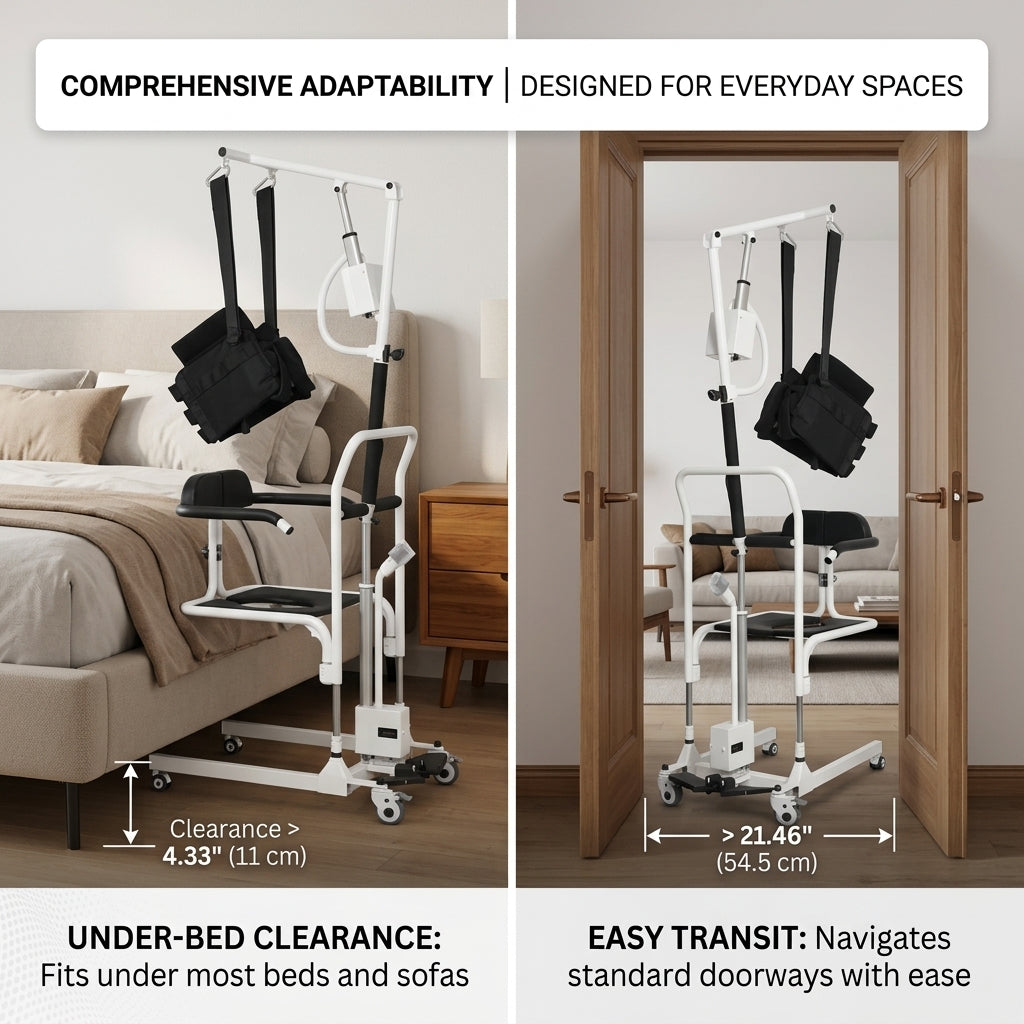 Dual-Motor Electric Lift Transfer Chair for Semi-Paralyzed & Non-Ambulatory Seniors, Bed & Toilet Mobility Aid