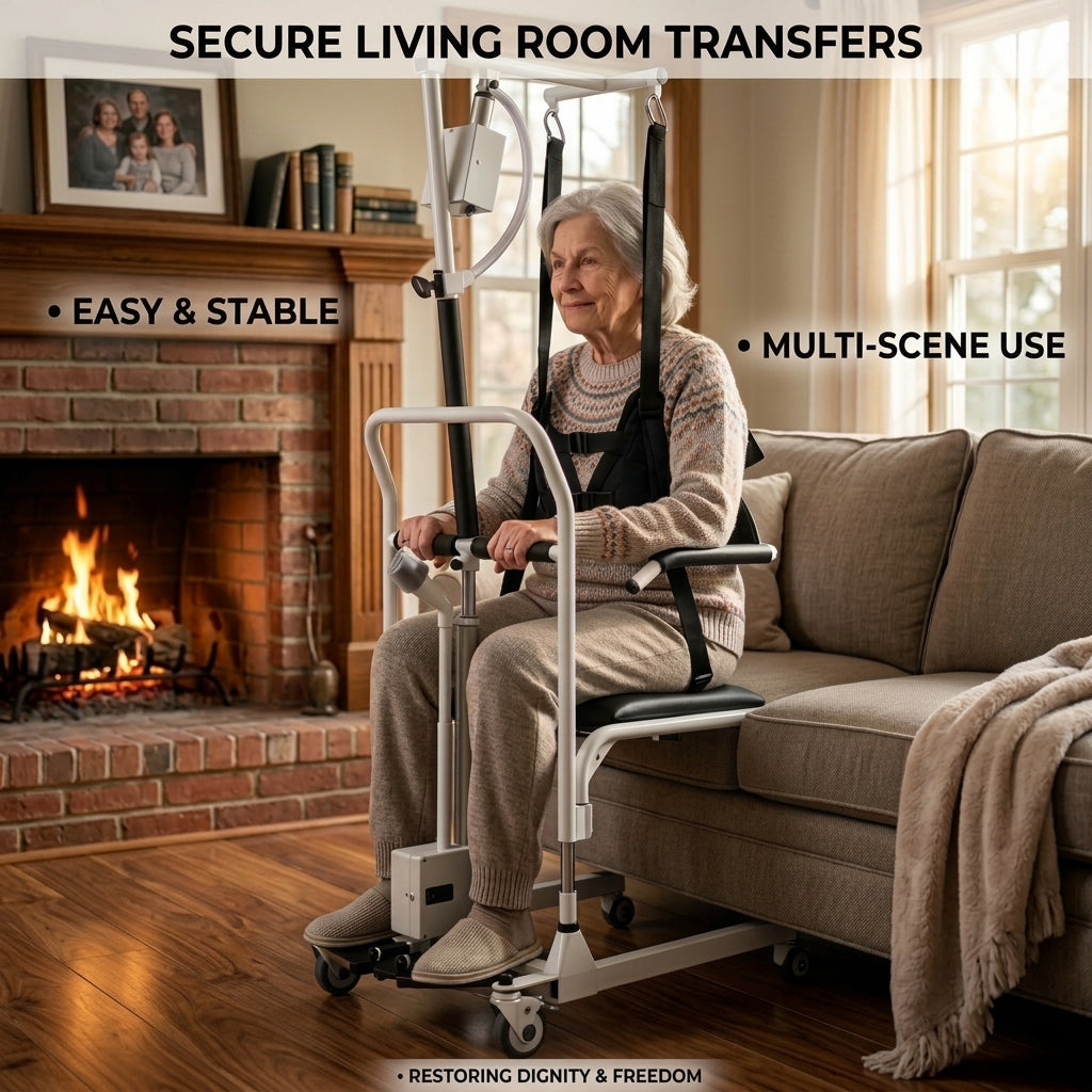 Dual-Motor Electric Lift Transfer Chair for Semi-Paralyzed & Non-Ambulatory Seniors, Bed & Toilet Mobility Aid