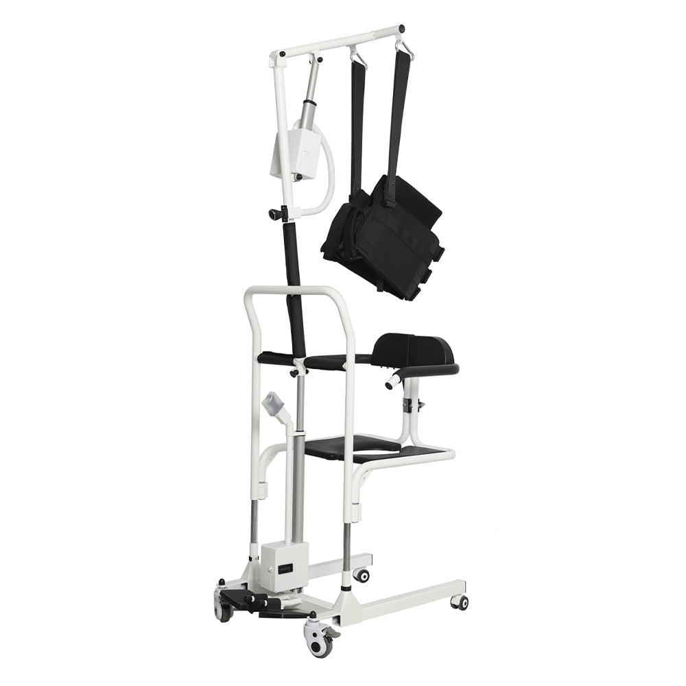 Dual-Motor Electric Lift Transfer Chair for Semi-Paralyzed & Non-Ambulatory Seniors, Bed & Toilet Mobility Aid