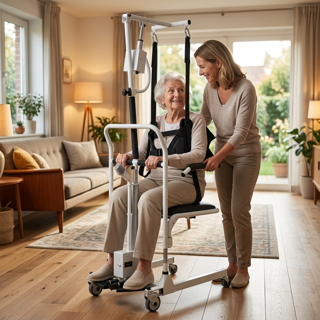 Dual-Motor Electric Lift Transfer Chair for Semi-Paralyzed & Non-Ambulatory Seniors, Bed & Toilet Mobility Aid