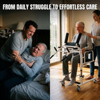 Hydraulic Patient Lift Chair for Elderly, 180° Split Seat Home Care Transfer Wheelchair with Commode, 280 lbs