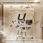 Hydraulic Patient Lift Chair for Elderly, 180° Split Seat Home Care Transfer Wheelchair with Commode, 280 lbs