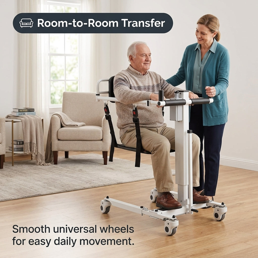 Foldable Electric Patient Lift for Home & Car | 280 lb 1-Person Transfer Machine with Shower-Safe Design & Easy One-Button Lift