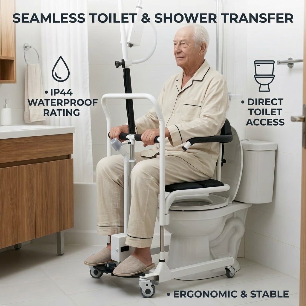 Dual-Motor Electric Lift Transfer Chair for Semi-Paralyzed & Non-Ambulatory Seniors, Bed & Toilet Mobility Aid