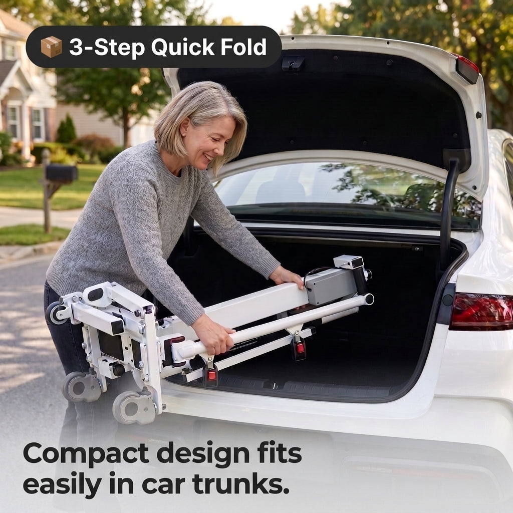 Foldable Electric Patient Lift for Home & Car | 280 lb 1-Person Transfer Machine with Shower-Safe Design & Easy One-Button Lift