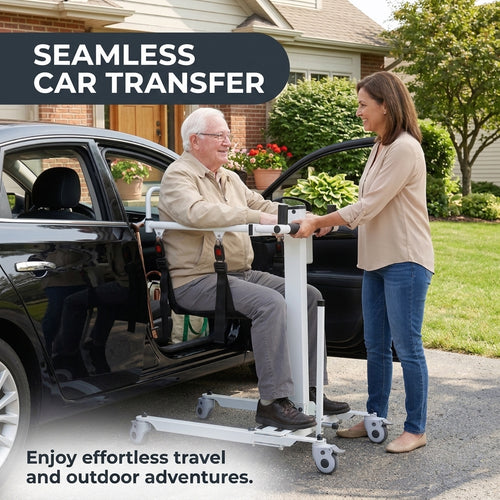 Foldable Electric Patient Lift for Home & Car | 280 lb 1-Person Transfer Machine with Shower-Safe Design & Easy One-Button Lift