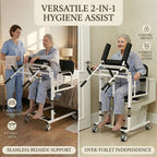 Hydraulic Patient Lift Chair for Elderly, 180° Split Seat Home Care Transfer Wheelchair with Commode, 280 lbs