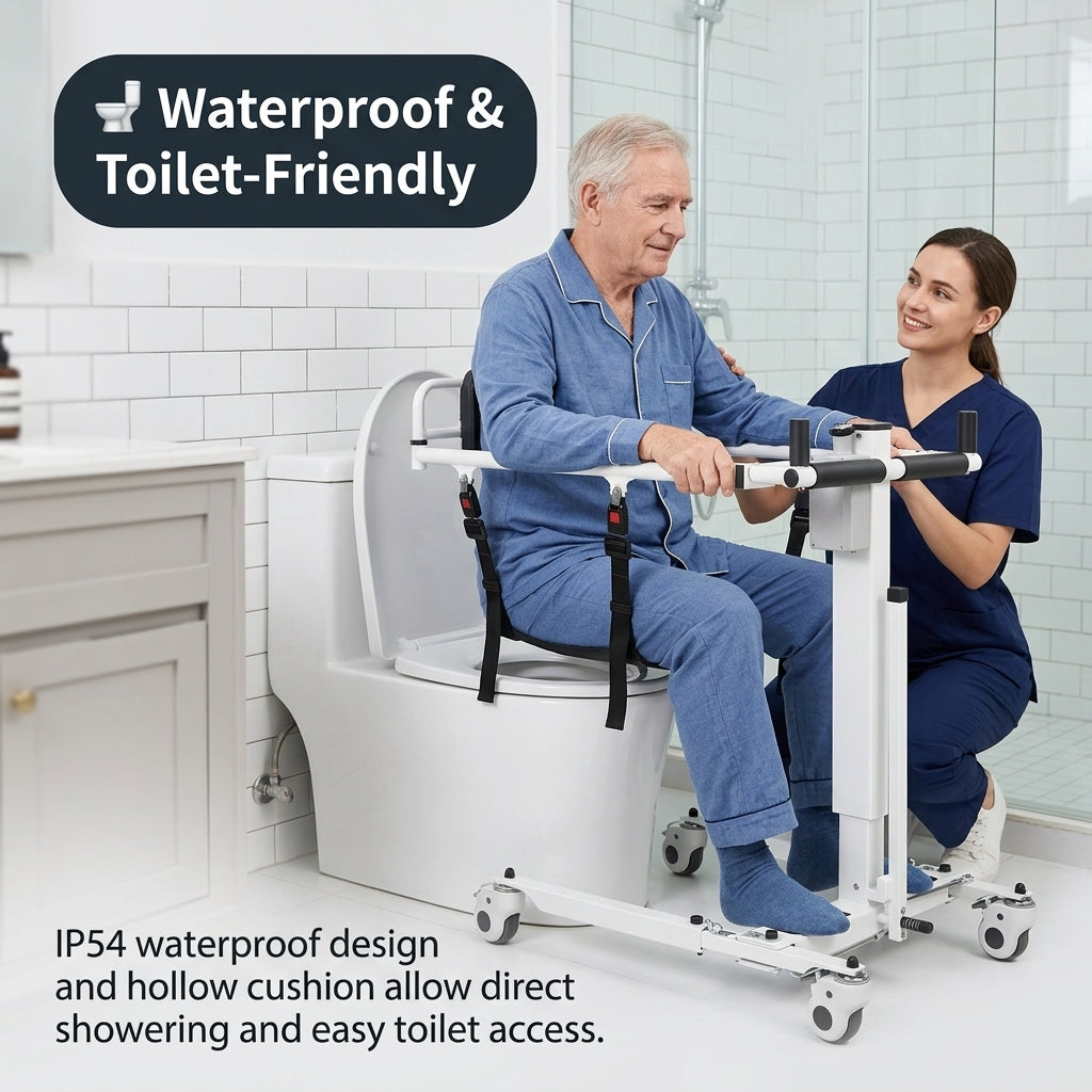 Foldable Electric Patient Lift for Home & Car | 280 lb 1-Person Transfer Machine with Shower-Safe Design & Easy One-Button Lift